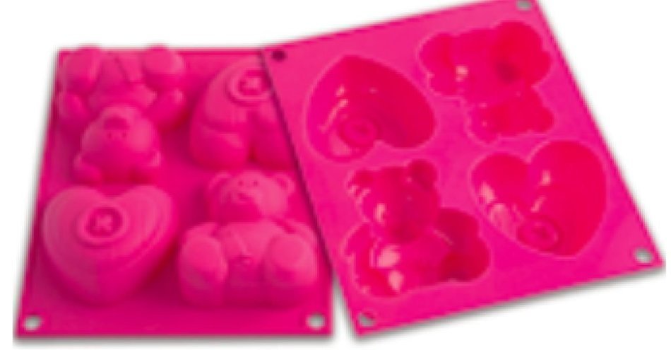Silicone Baking Mold - Mini Cake Pans For Kids (Heart and Teddy Bear)