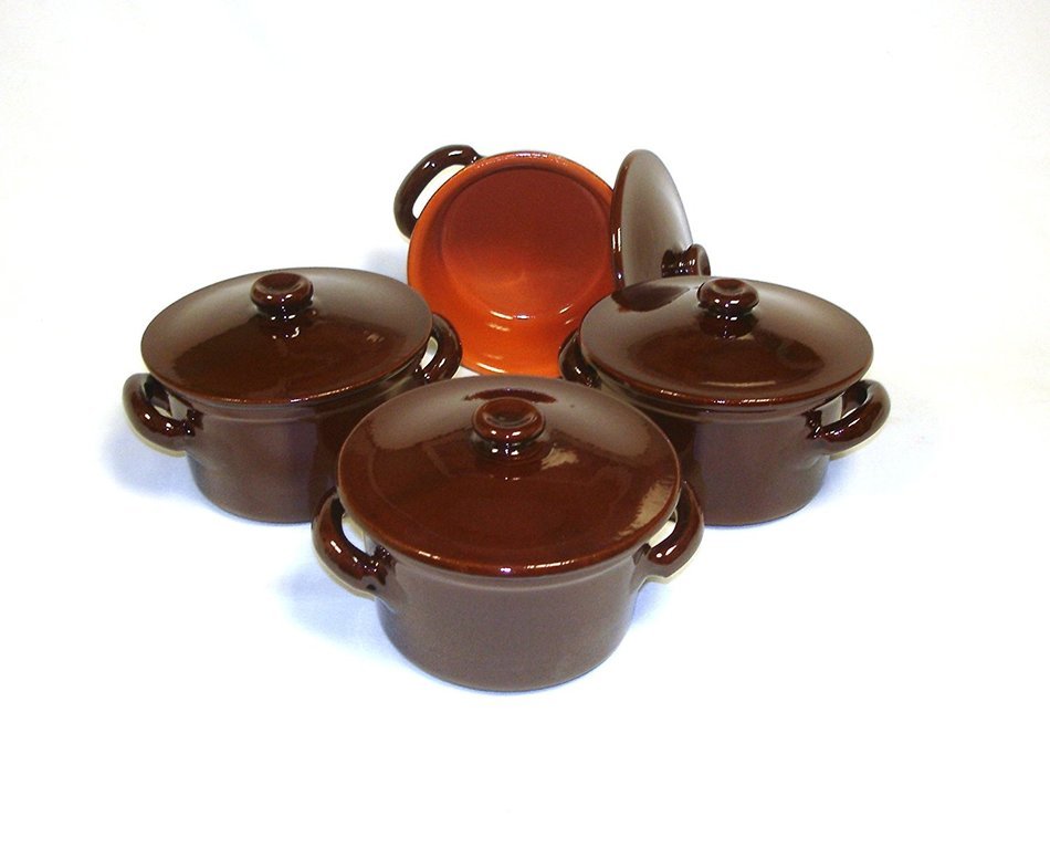 Piral Individual Crocks with Lids, Rich Umber, Set of 4
