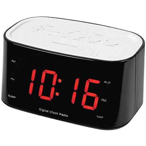 New SYLVANIA SCR3130BT-WHITE 1.2" Bluetooth Dual Alarm Clock Radio (White)