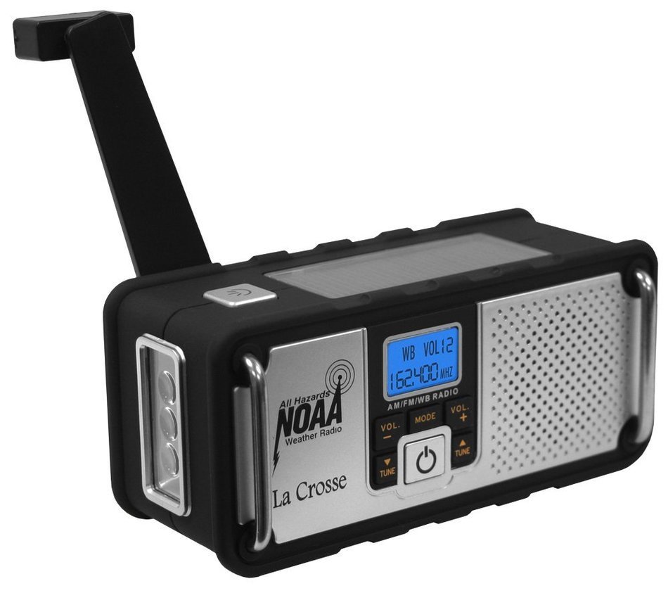 La Crosse Technology 810-106 NOAA/AM/FM Severe Weather Alert Radio with solar panel or hand crank recharging power... N5