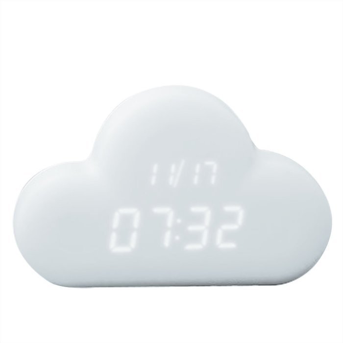 Generic Digital Clock in Cloud Shape Light Grey