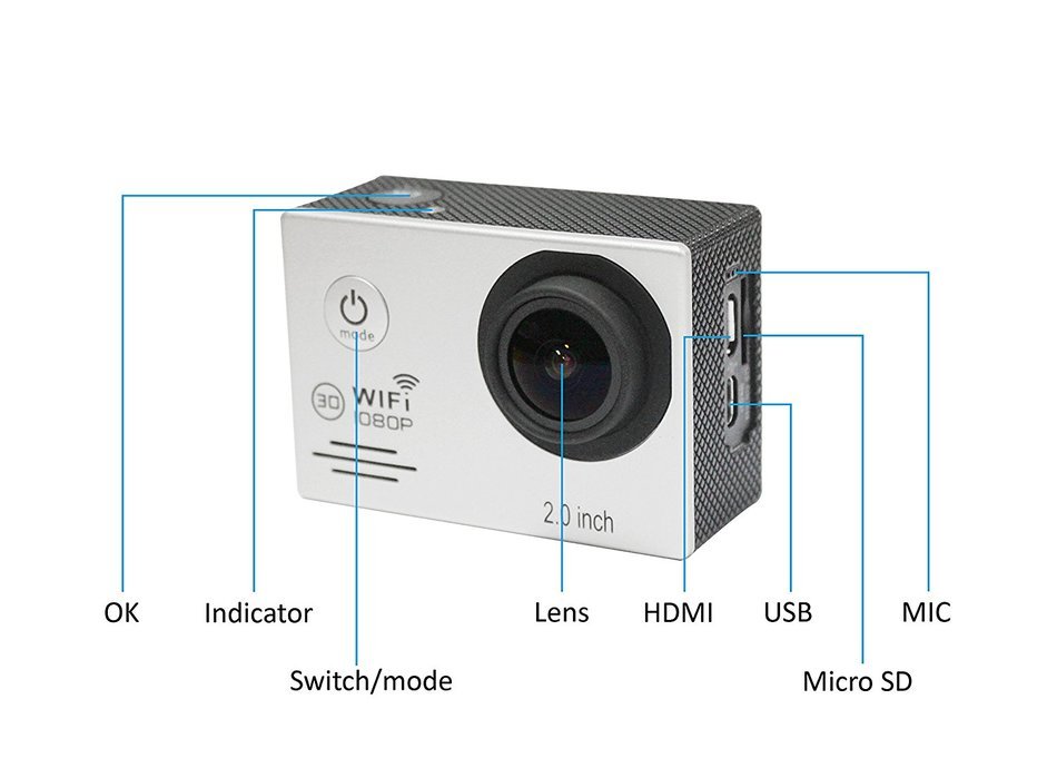 B-Noble 2.0 inch WIFI Full HD Sports Camera 30m Waterproof Action DV Camcorder 170 degree Wide Angle Wi-Fi connection... N8
