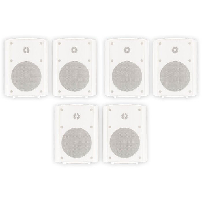 Theater Solutions TS5ODW Indoor or Outdoor Speakers Weatherproof Mountable White 3 Pair Pack N3