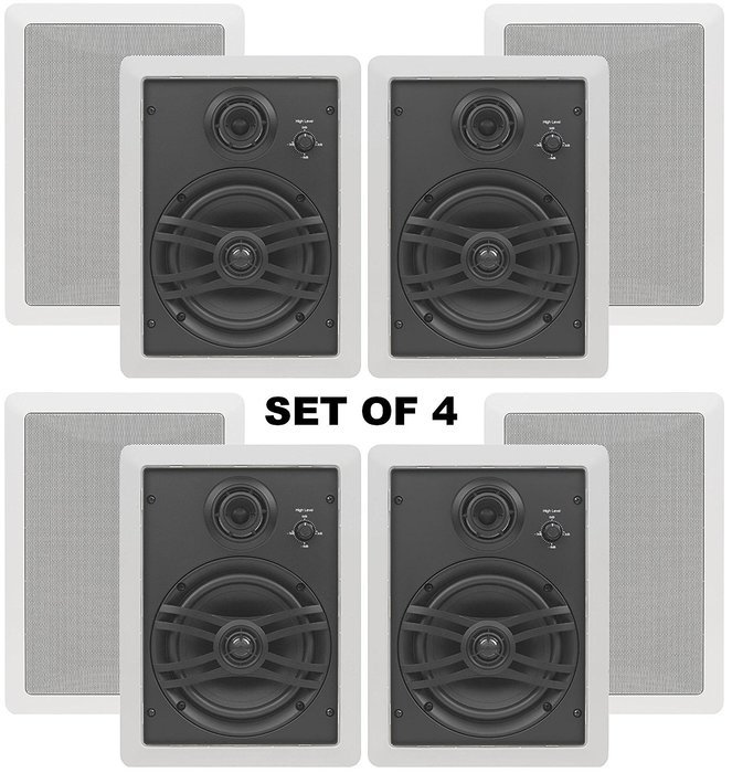 Yamaha Custom Easy-to-install In-Wall Natural Sound Flush Mount 3-Way 150 watts Speaker (Set of 4) with a 1" Swivel...