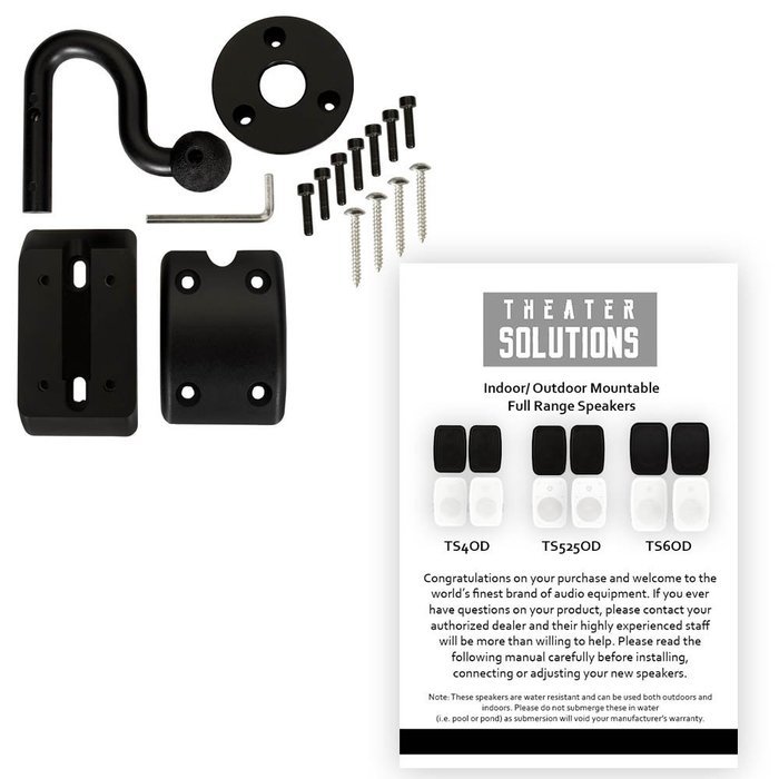Theater Solutions TS6ODB Indoor or Outdoor 6.5" Speakers Weatherproof Mountable Black 4 Pair Pack N4