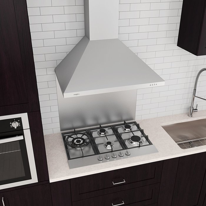 Ancona WPPW430 Wall-Mounted Classic Pyramid Style Convertible Range Hood, 30-Inch, White N8