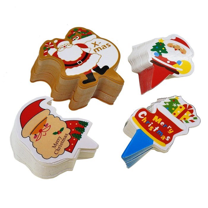 Santa Claus & Stocking Christmas Cupcake Toppers for Cake Decorations, 4 Different Design, Pack of 95