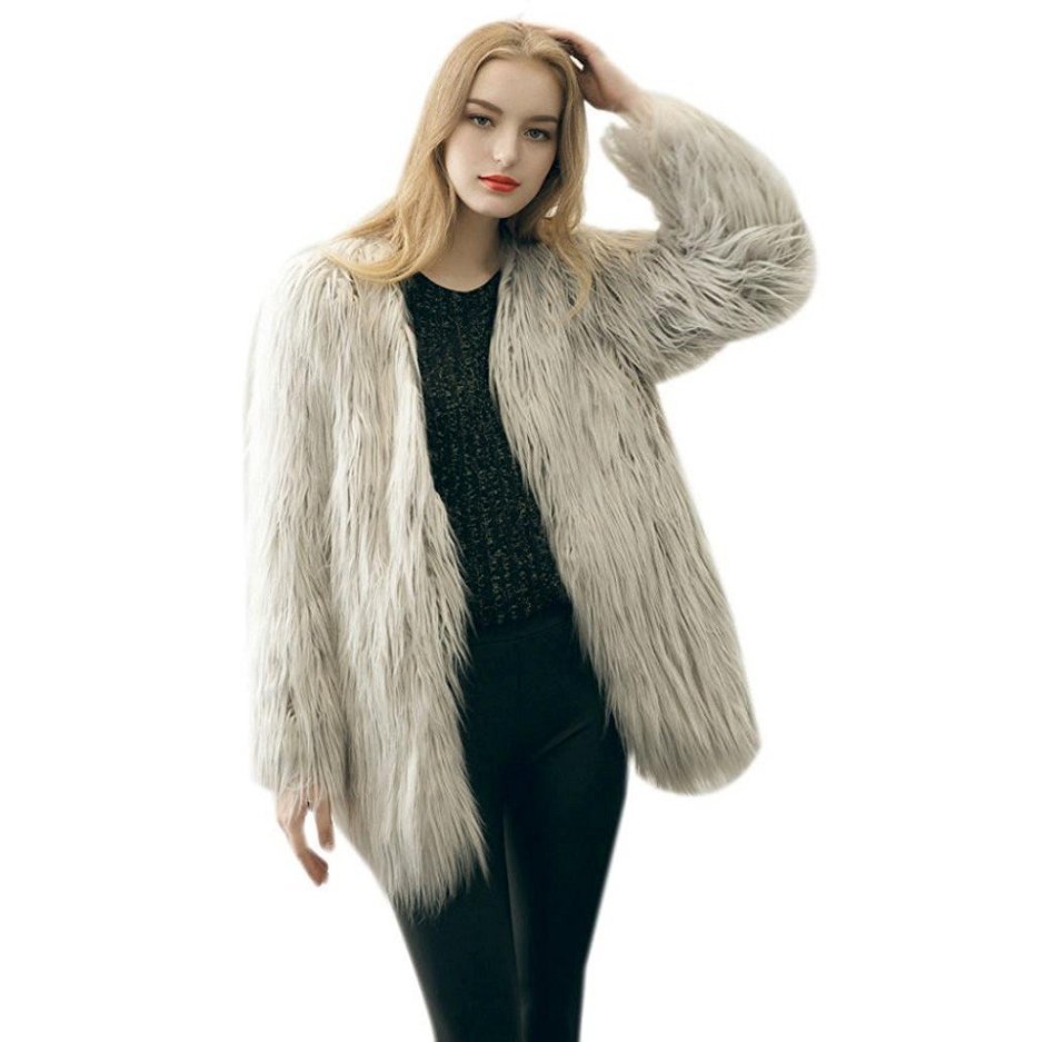 Outerwear,Morecome Ladies Warm Faux Fur Fox Coat Jacket Winter Outerwear N8