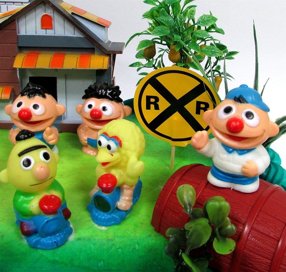 Sesame Street 16 Piece Birthday Cake Topper - Featuring Elmo, Bert, Ernie, Cookie Monster, Big Bird and Themed... N5