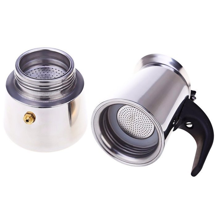 6-Cup Stovetop Espresso Maker Italian Moka Coffee Pot - Best Polished Stainless Steel Coffee Percolator with Permanent... N6