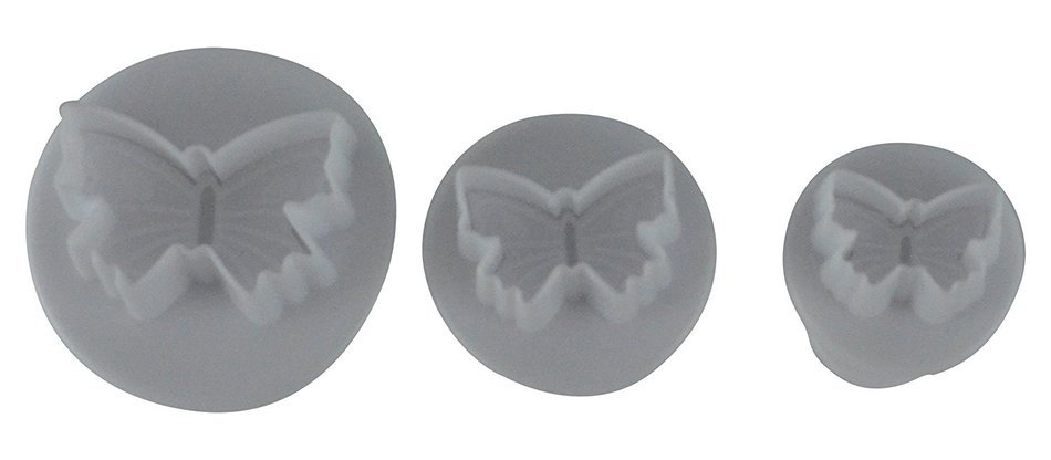 Southern Homewares 3 Piece Butterfly Fondant Cake Cookie Plunger/Cutter Shape Set, White N2