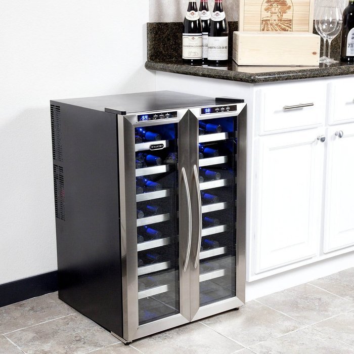 Wine Cooler Dual Zone Whynter 32 Bottle Thermoelectric Cooling System Freestanding Cellar Storage Removable Scalloped... N4