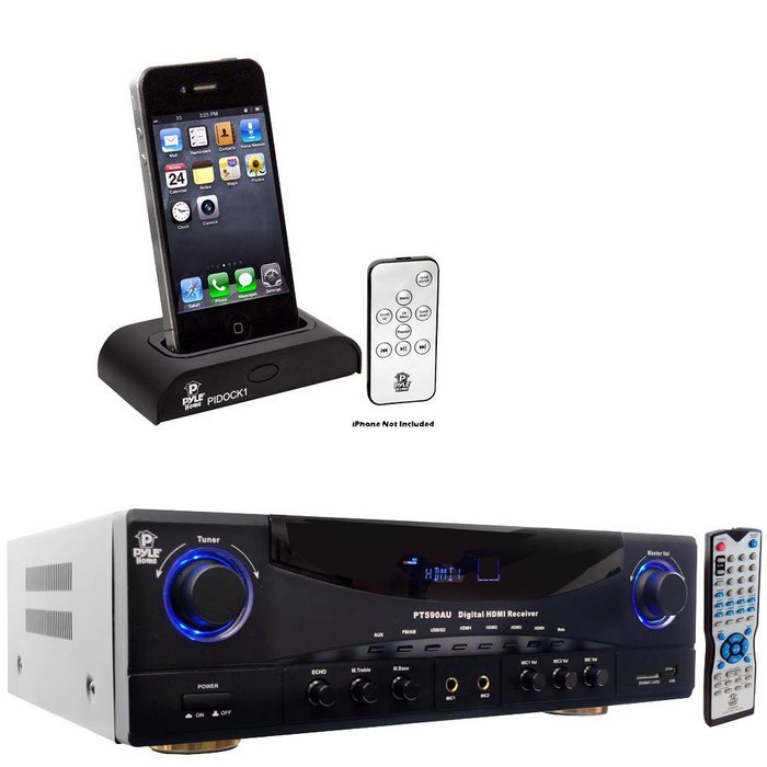 Pyle Stereo Receiver and iPod Dock Package - PT590AU 5.1 Channel 350 Watts Built-In AM/FM Radio/USB/SD Card HDMI... N2