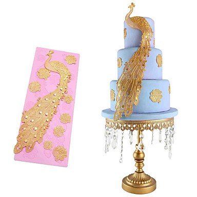 Sher 3D Peacock Silicone Lace Fondant Mold Sugar Candy Cake Decorating Mould Tool N3