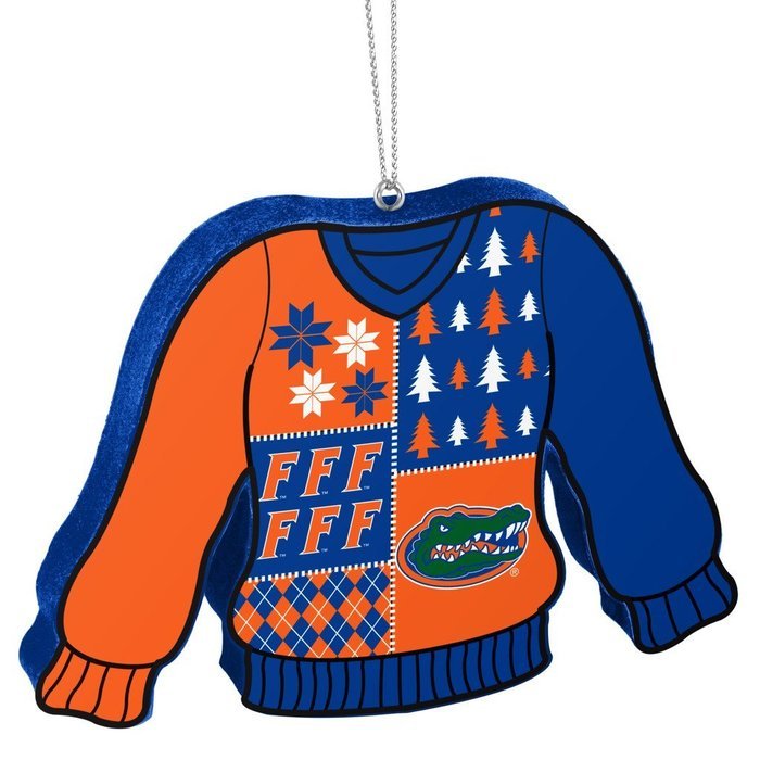 NCAA Florida Gators Metal License Plate Christmas Ornament Foam Ugly Sweater Bundle 2 Pack By Forever Collectibles N3