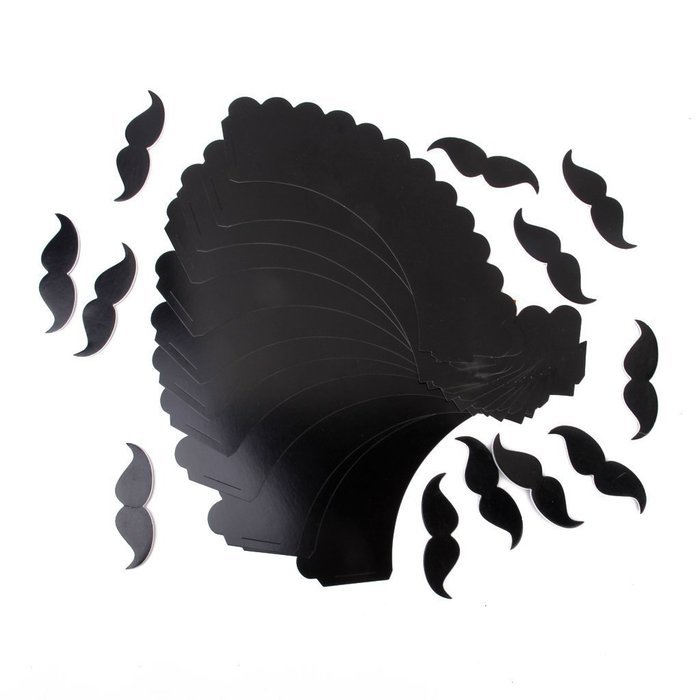 Click Down 12pcs DIY Mustache Cupcake Wrappers Cake Toppers Picks Decoration