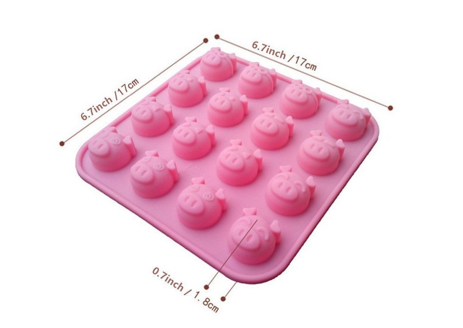 16 Cavities Vivid Expression Pig-Man Cake Molds Silicone Jello Chocolate Candy Molds (Pink, Pack of 1)