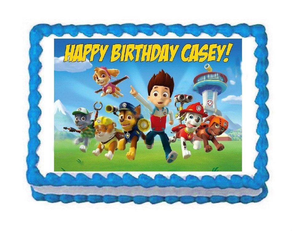 PAW PATROL edible party cake topper frosting sheet image