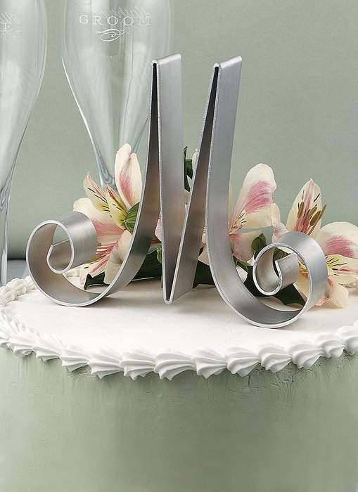 Hortense B. Hewitt Wedding Accessories Metal Scroll Cake Top, Letter M, 5-Inch Tall N26