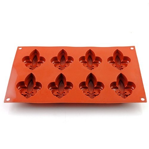 2win2buy 8-Cavity Fleur De Lis Chocolate Candy Silicone Mold Muffin Jelly Ice Tray Baking