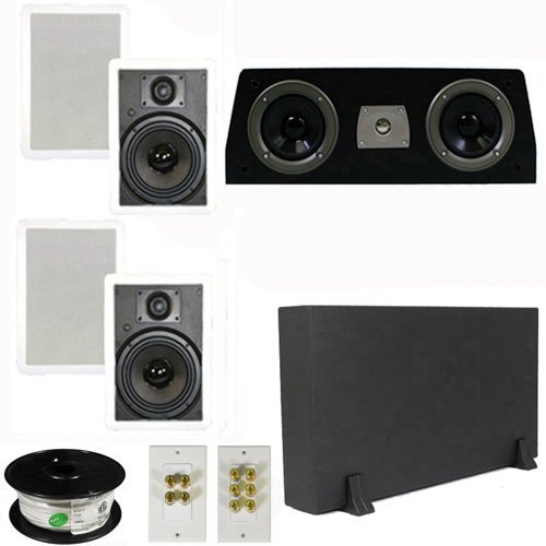 Theater Solutions 5.1 Home Theater 6.5" Speakers Set with Center, 8" Powered Sub and More TS65WC51SET1
