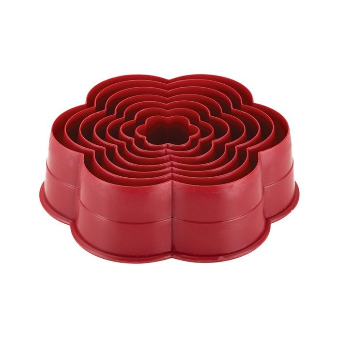 Cake Boss Decorating Tools 8-Piece Nylon Daisy Fondant and Cookie Cutter Set, Red