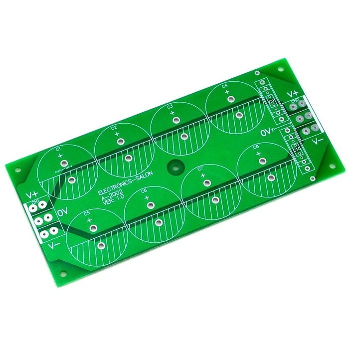Electronics-Salon 1PCS Capacitor Filter Bare PCB, Support 8pcs D30mm Electrolytic Capacitors.
