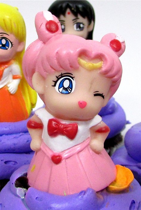 SAILOR MOON 8 Piece CUPCAKE Topper Set Featuring 6 Random Sailor Moon Figures and Decorative Themed Accessories... N6