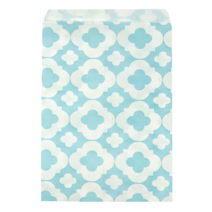 Wrapables 25 Count Clover Print Party Treat Bags, Aqua N8
