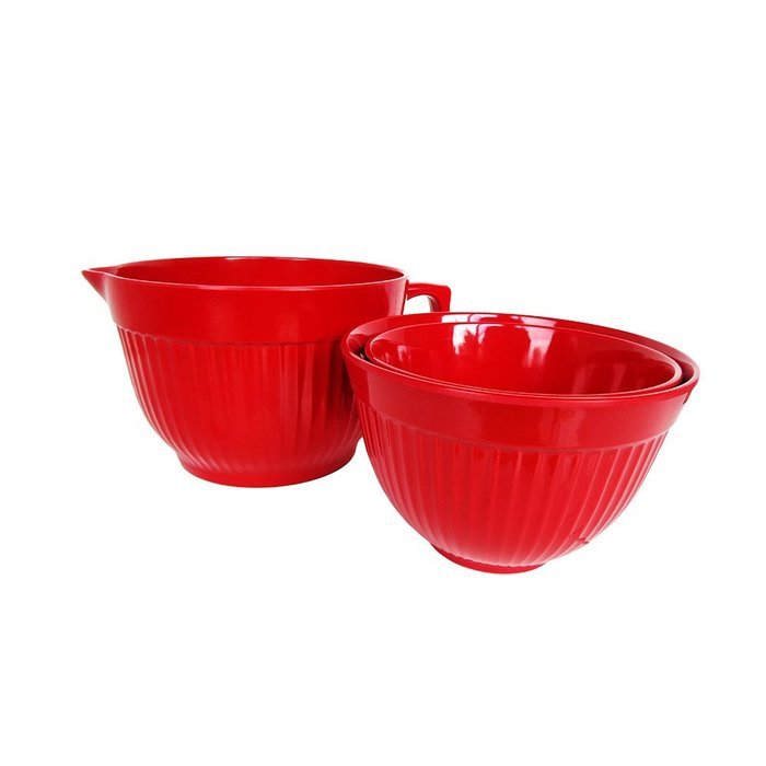 Natural Home Moboo 3-Piece Mixing Bowl Set, Cherry Red