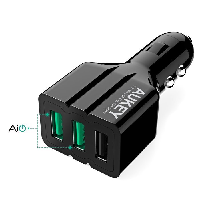 AUKEY Bluetooth Receiver with 3Port USB Car Charger, Magnetic Base and Handsfree Calling for IPhone, Samsung and... N2