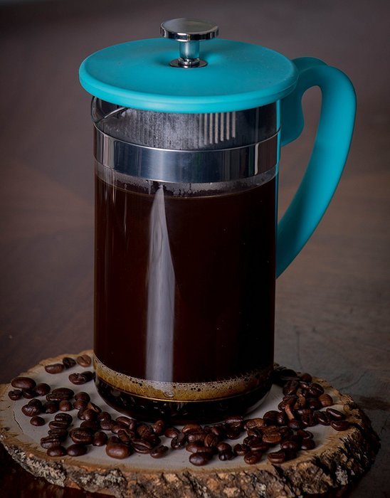 Gourmet 1 Liter Turquoise Glass and Silicone French Press Coffee Brewer N3