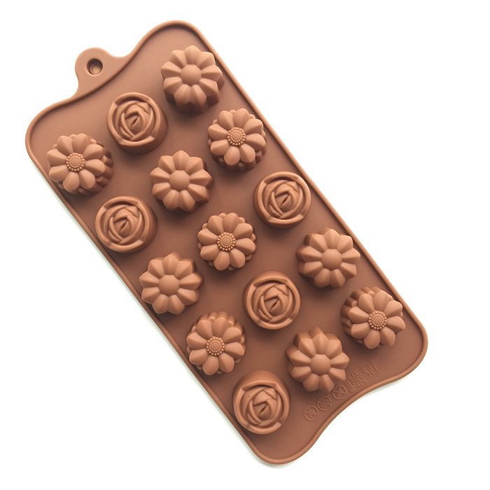 Always Your Chef 15-Cavity MINI Silicone Candy Molds & Chocolates Molds,Rose Flowers Shaped, Random Color N2