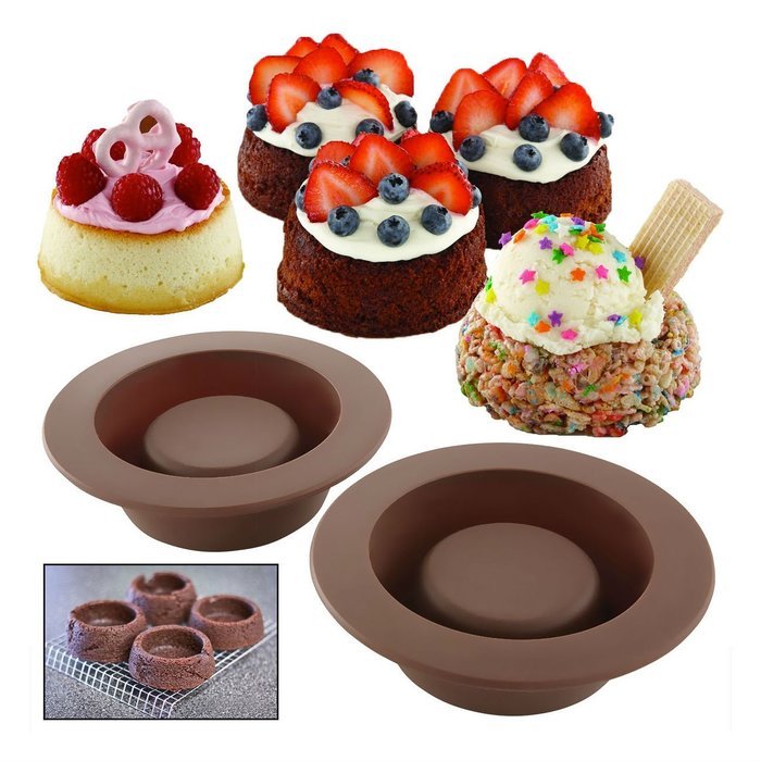 4 Brownie Bowl Mini Cake Molds Soft Silicone Novelty Round Dessert Baking Dishes Most Sold Item