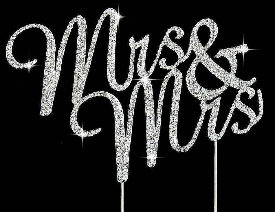 Mrs & Mrs Gay Wedding Cake Toppers Crystal Caketop Decorations by Yacanna (Mrs & Mrs)