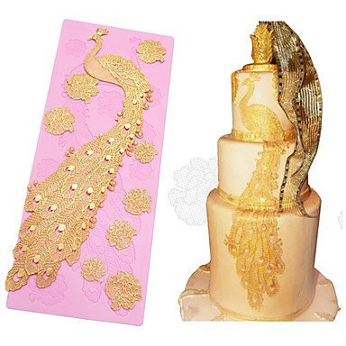 Sher 3D Peacock Silicone Lace Fondant Mold Sugar Candy Cake Decorating Mould Tool N4
