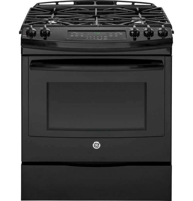 GE JGS750DEFBB 30" Black Gas Slide-In Sealed Burner Range - Convection N7