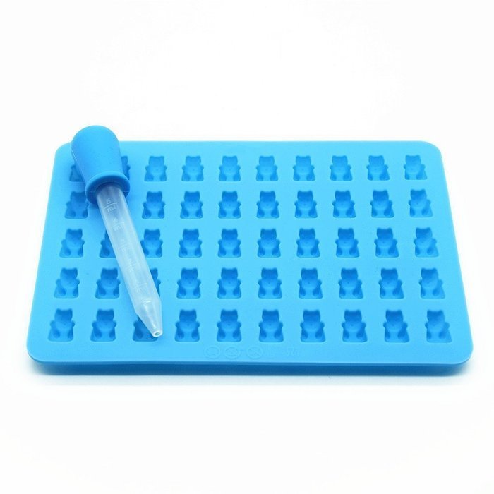 BAWAB Silicone Gummy Bear Mold with BONUS DROPPER FOR EASY FILLING! &ndash; 50 Cavity 1 Pack | 100% LFGB Silicone, No...
