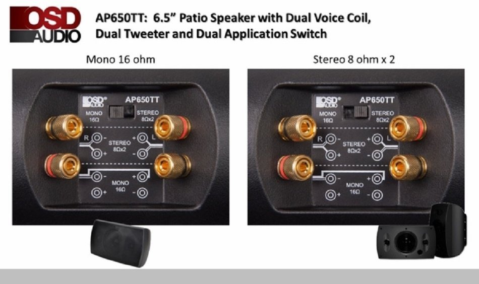 OSD Audio AP650TT-Black 6.5" 120 Watt Outdoor Speaker, Black N2