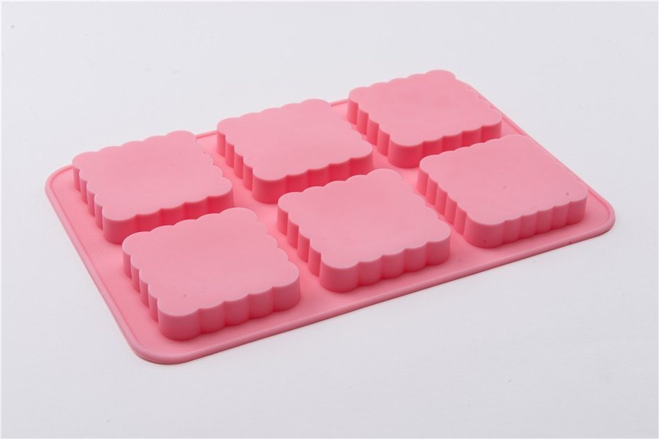 6 Cavity Square Cake Mooncake Mold Handmade DIY Baking Mould with Flower Print N2