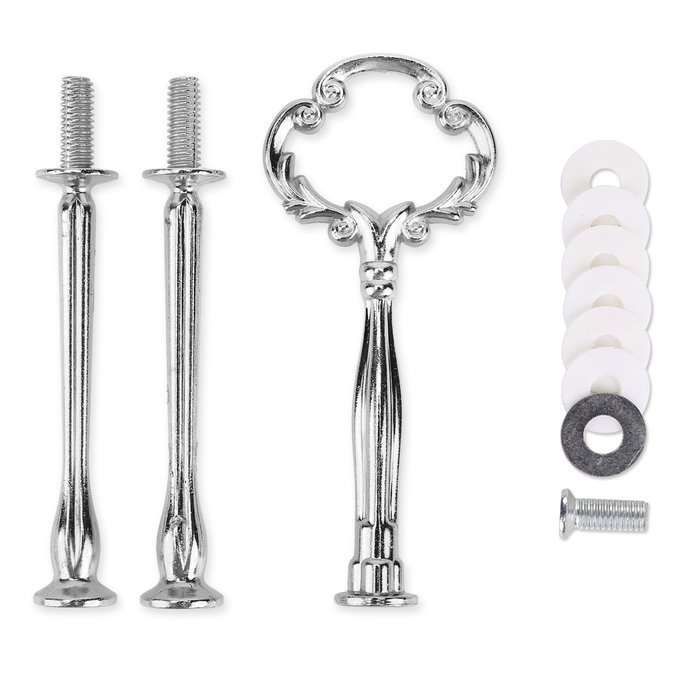 5 Sets 3 Tier MINI Flower Silver Cake Plate Stand Handle Fittings Hardware Rod Plate Stand Wedding Party Dessert... N2