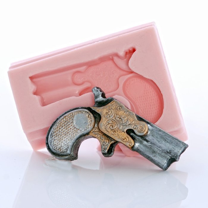 Pistol Silicone Mold Easy to use with Fondant, Chocolate, Candy, Resin, Clay, Wax, Soap. Western Pistol Mold Made...