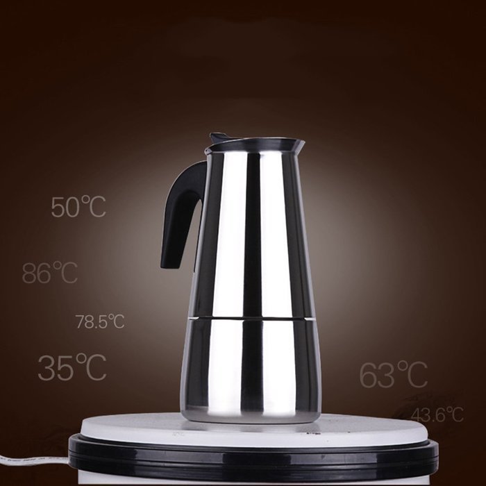 6-Cup Stovetop Espresso Maker Italian Moka Coffee Pot - Best Polished Stainless Steel Coffee Percolator with Permanent... N9