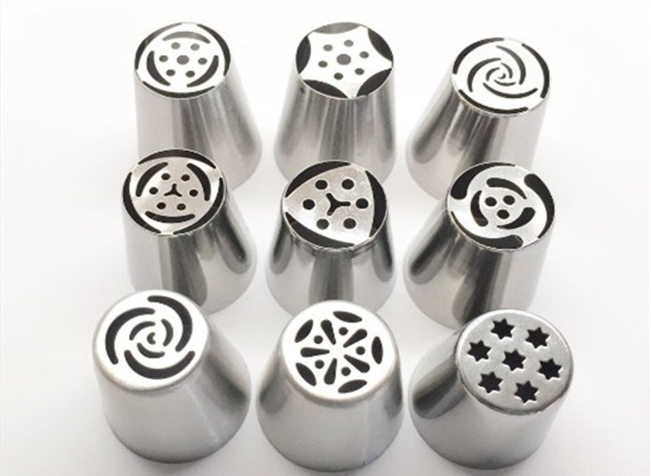9pcs/set Russian Icing Piping Nozzles Cake Decoration Tips Home Baking DIY Tool Tulip Rose Nozzle Tip N2