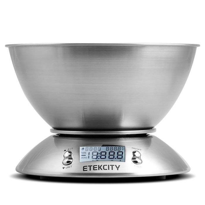 Etekcity 11lb/5kg Digital Kitchen Food Bowl Scale Stainless Steel Alarm Timer N3