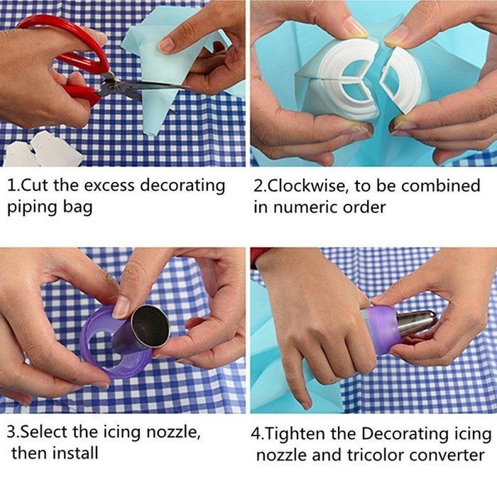 3-Color Coupler Icing Piping Bag Nozzle Converter Decorating Kit for Cupcake Fondant Cookie (Pack of 1)