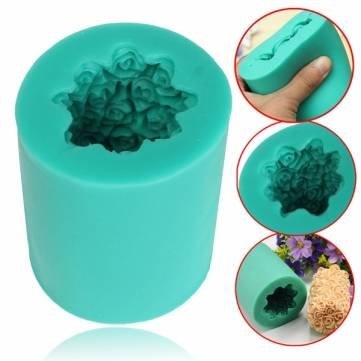 UR Bakeware Silicone Rose Flower Candle Mold Soap Mould Cylinder Wedding DIY Baking Molds N2