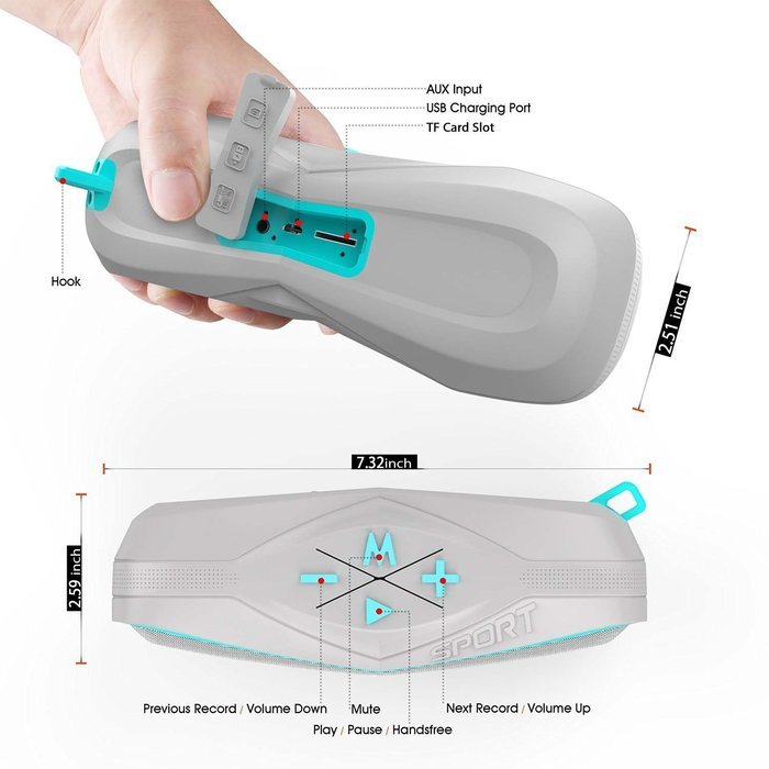 Waterproof IPX7 Wireless Bluetooth Speaker, Ailina Sandproof & Shockproof Bluetooth Speakers Outdoor /Shower Wireless...