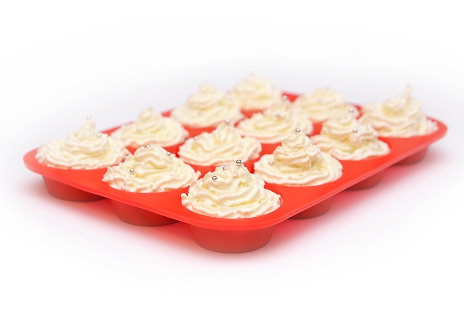 Best Silicone Cupcake Muffin Mold by Daisy's Dream - 12 Cups Silicone Pan / Baking Tray - Easy to Use - Simple... N4