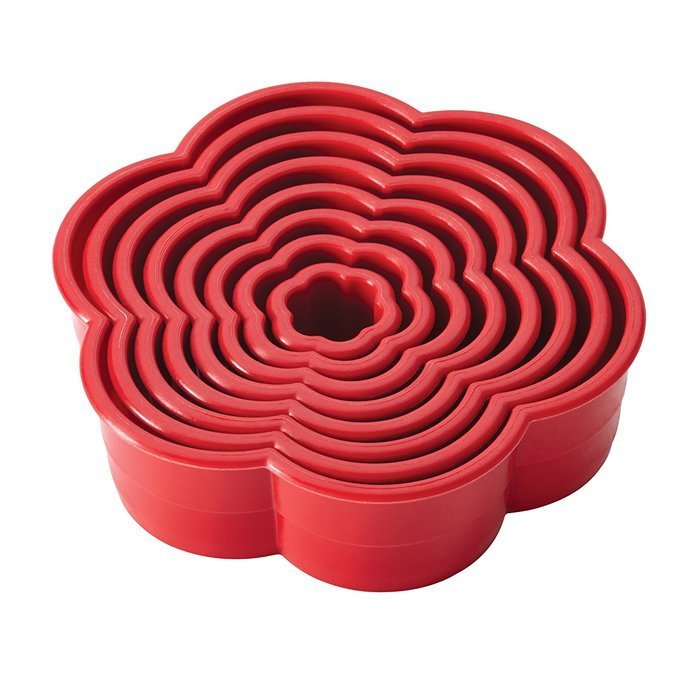 Cake Boss Decorating Tools 8-Piece Nylon Daisy Fondant and Cookie Cutter Set, Red N3